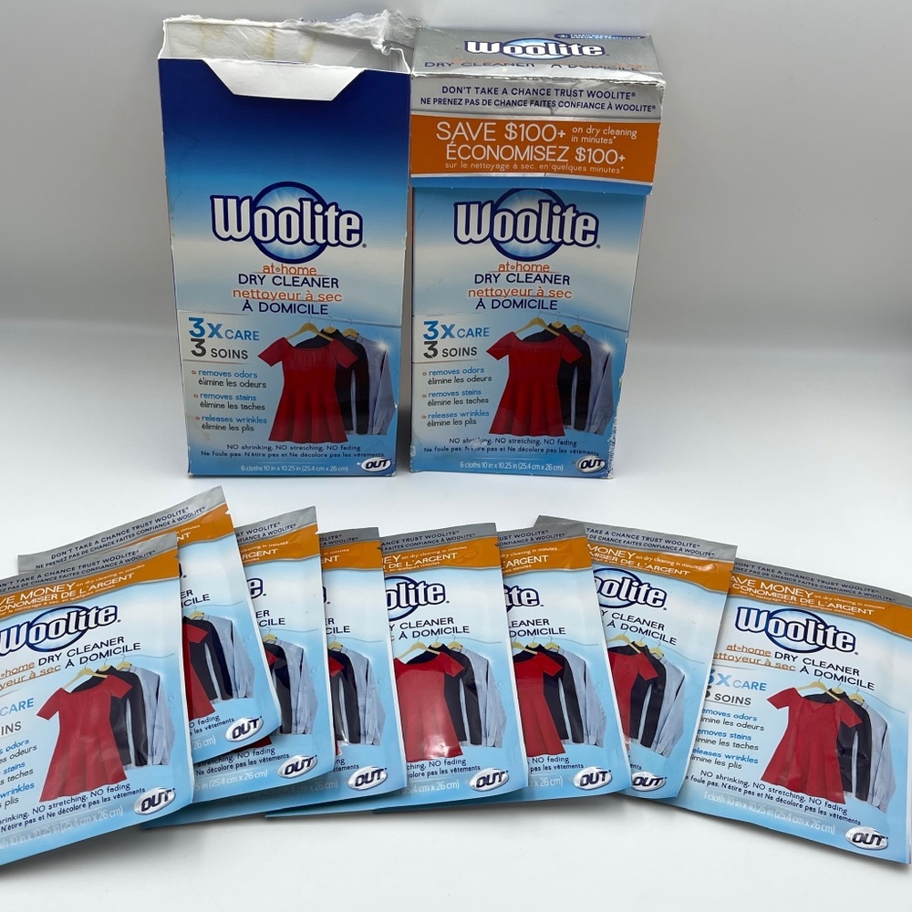 NEW 14 packs Cloths 10"x10.25" Woolite Dry Clean At Home Dry Cleaner's 3x Care